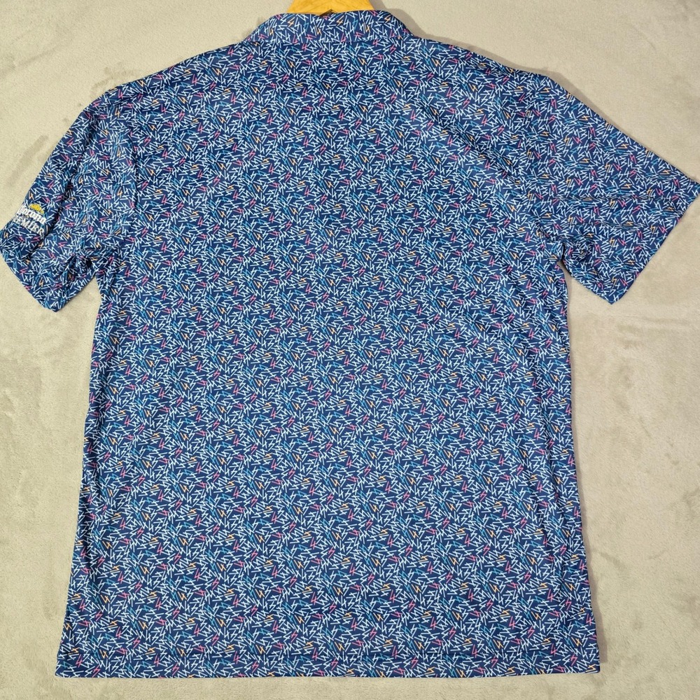 Swannies Mens 2XL Golf Polo Blue Lightning Bolt Print Performance Corona Premier - Picture 6 of 10